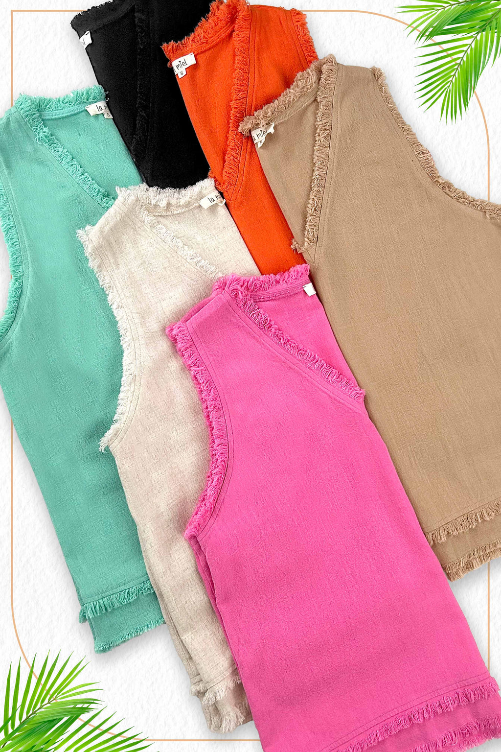 Gauze Cut Edge V-neck Top