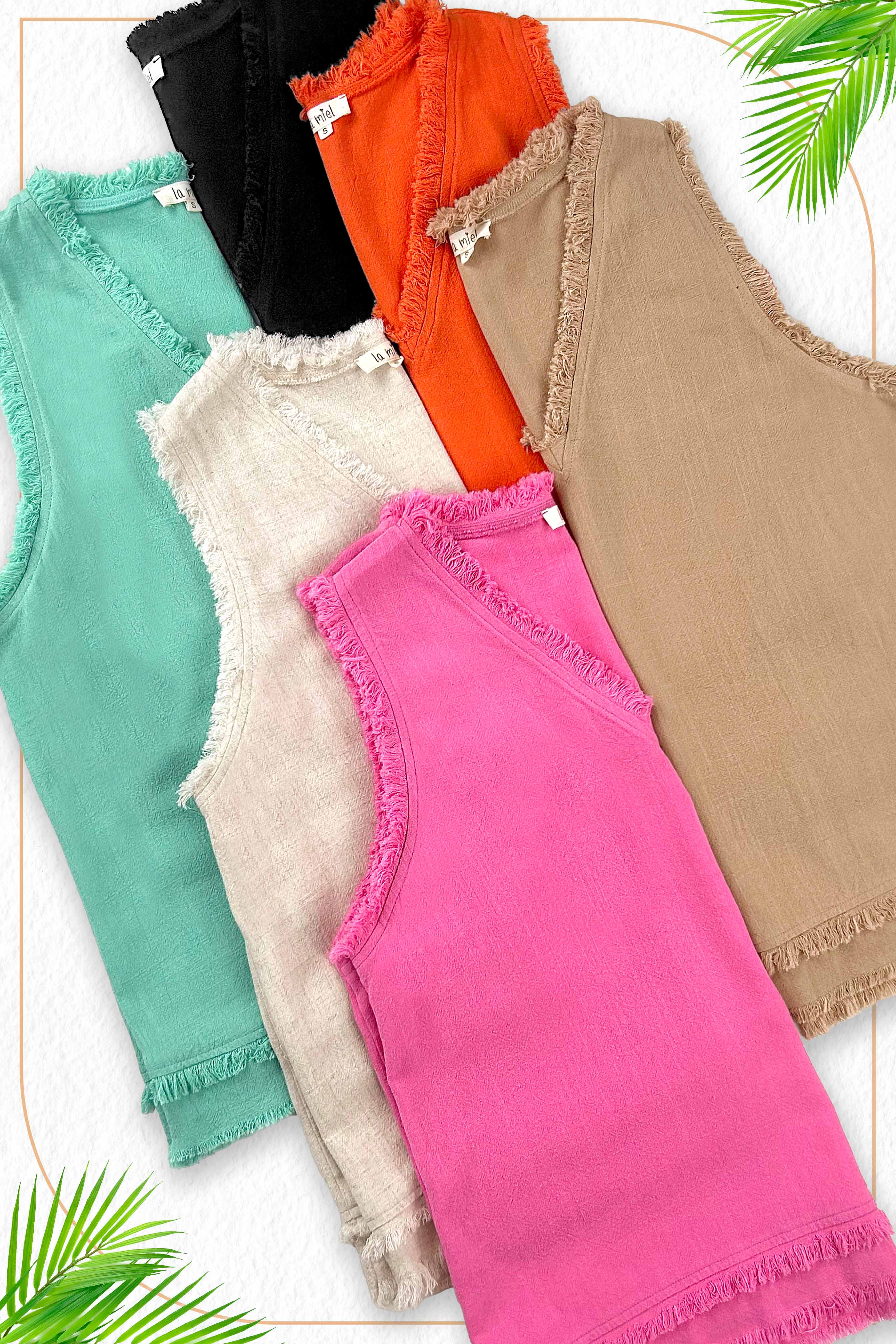Gauze Cut Edge V-neck Top