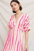 Kimono Sleeve Embroidered Mini Dress