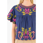 Orange Embroidery Detail Top