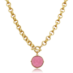 Cabochon 24K Gold Plated Pendant Necklace