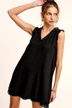 Cut Edge V-Neck Mini Dress