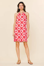 Embroidered Halter Mini Dress