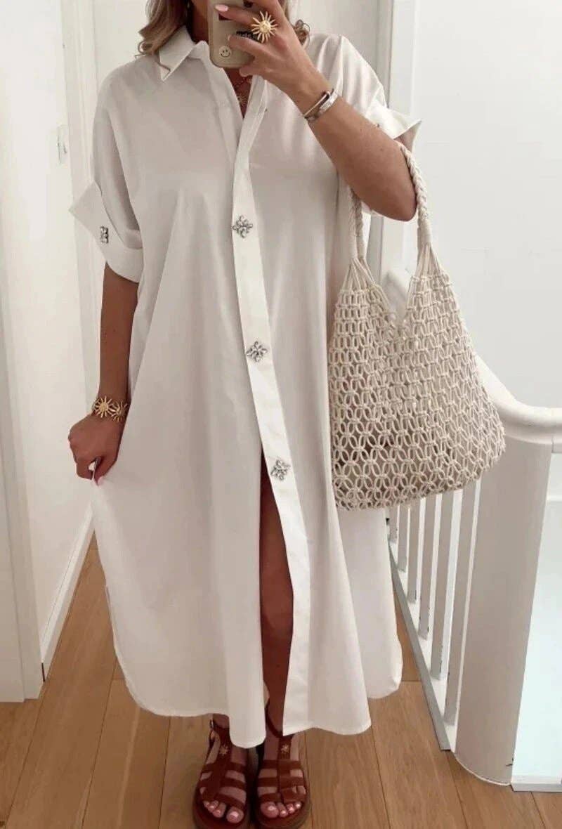 Diamond-Embellished Oversize Maxi Dress