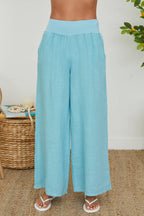Blue Zuccero Wide Leg Linen Pants