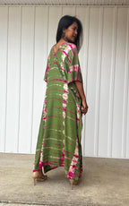 Nora Olive Green Tie Dye Kaftan