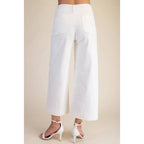 White Cropped Wide-Leg Pants