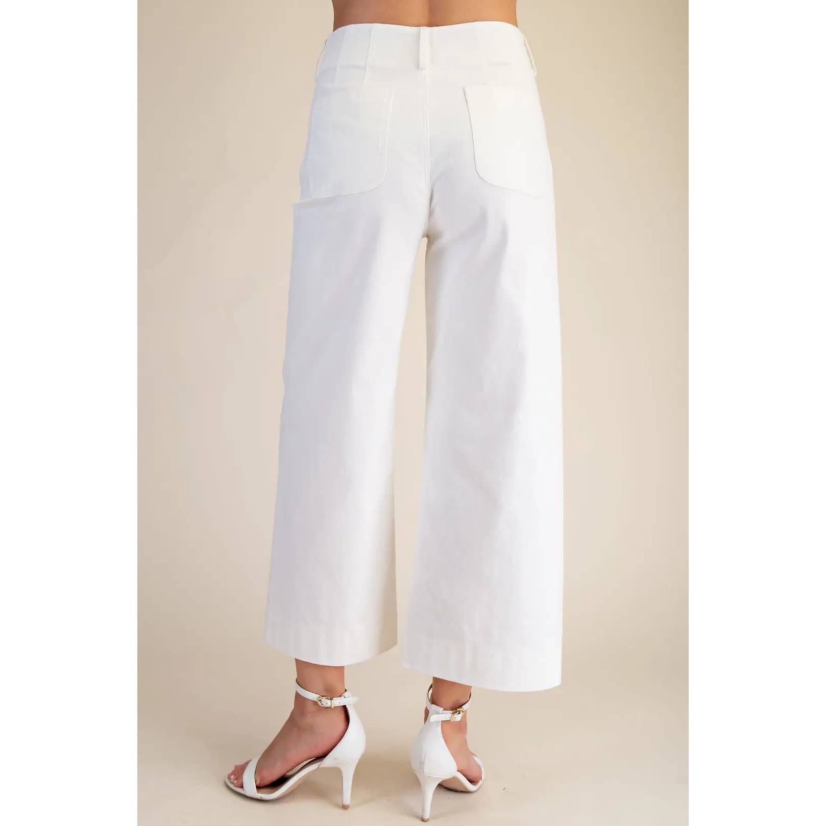 White Cropped Wide-Leg Pants