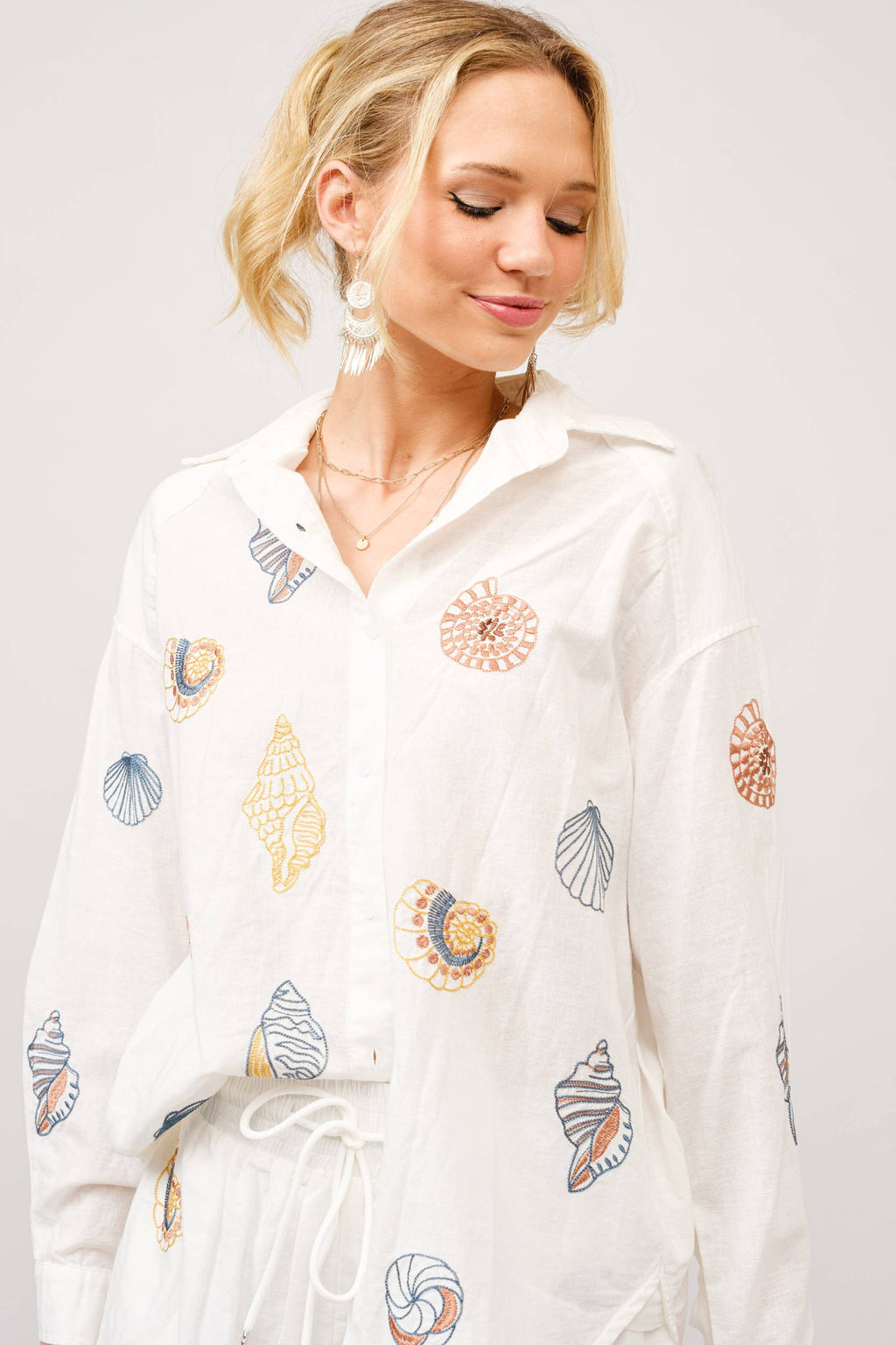 Seashell Linen Embroidered Shirt