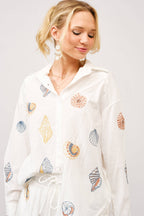 Seashell Linen Embroidered Shirt