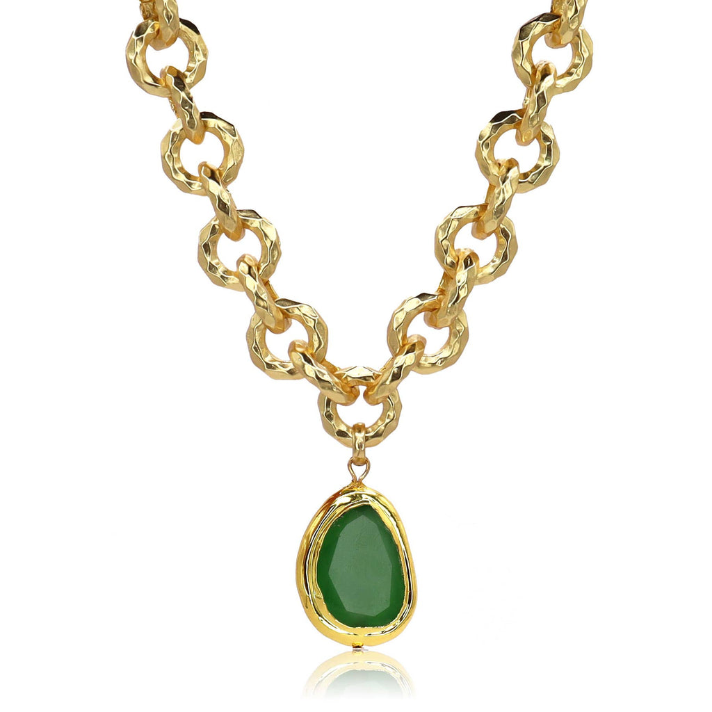 Vivid Gem 24K Gold Plated Link Necklace