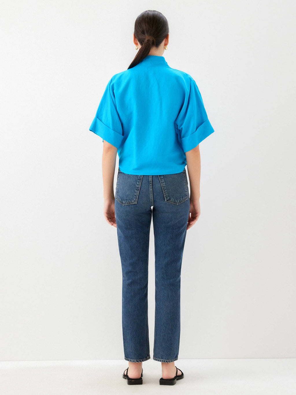Janice Cuffed Sleeve Tie-Front Top