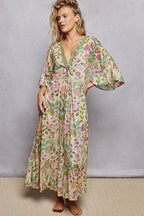 Deep V-Neck Beaded Maxi Dress