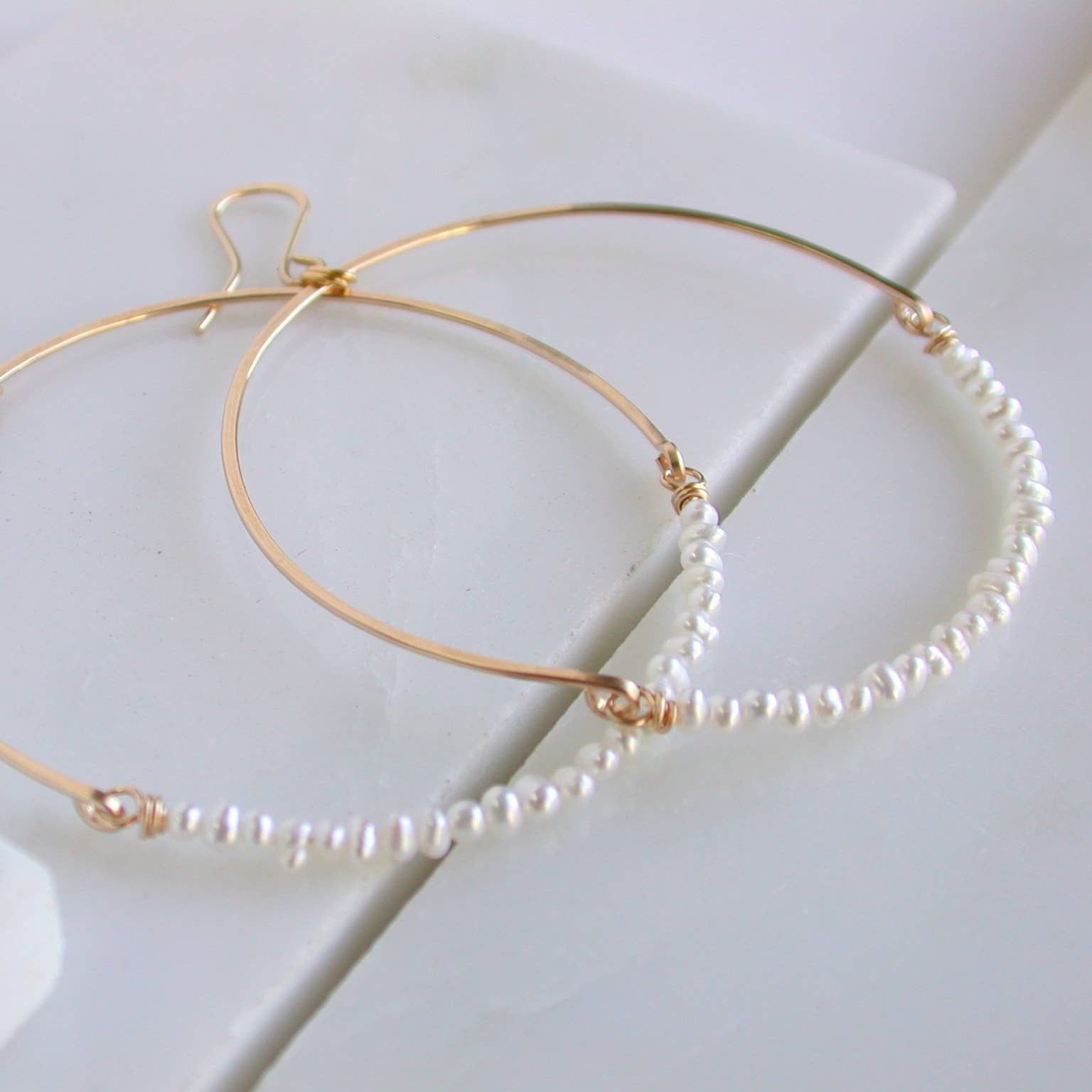 Pearl Rose Gold Hoops