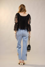Ocean Embroidered Straight Leg Jeans