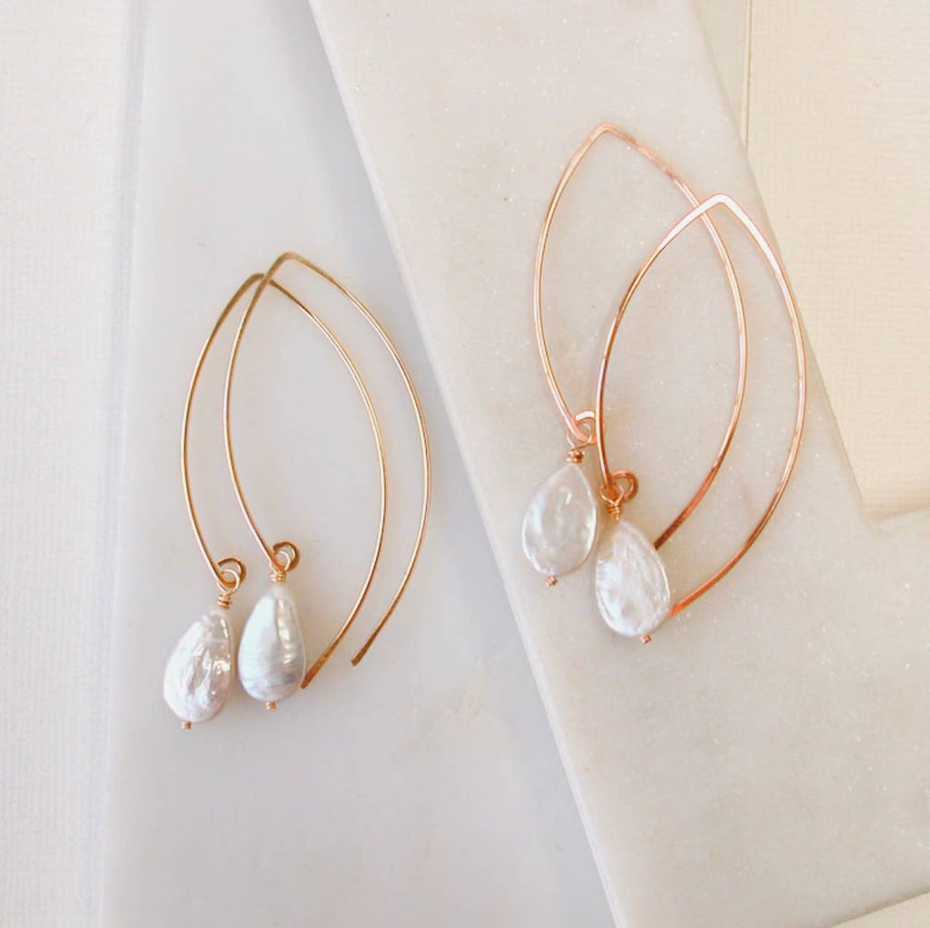 Pearl Teardrop Threader Earrings