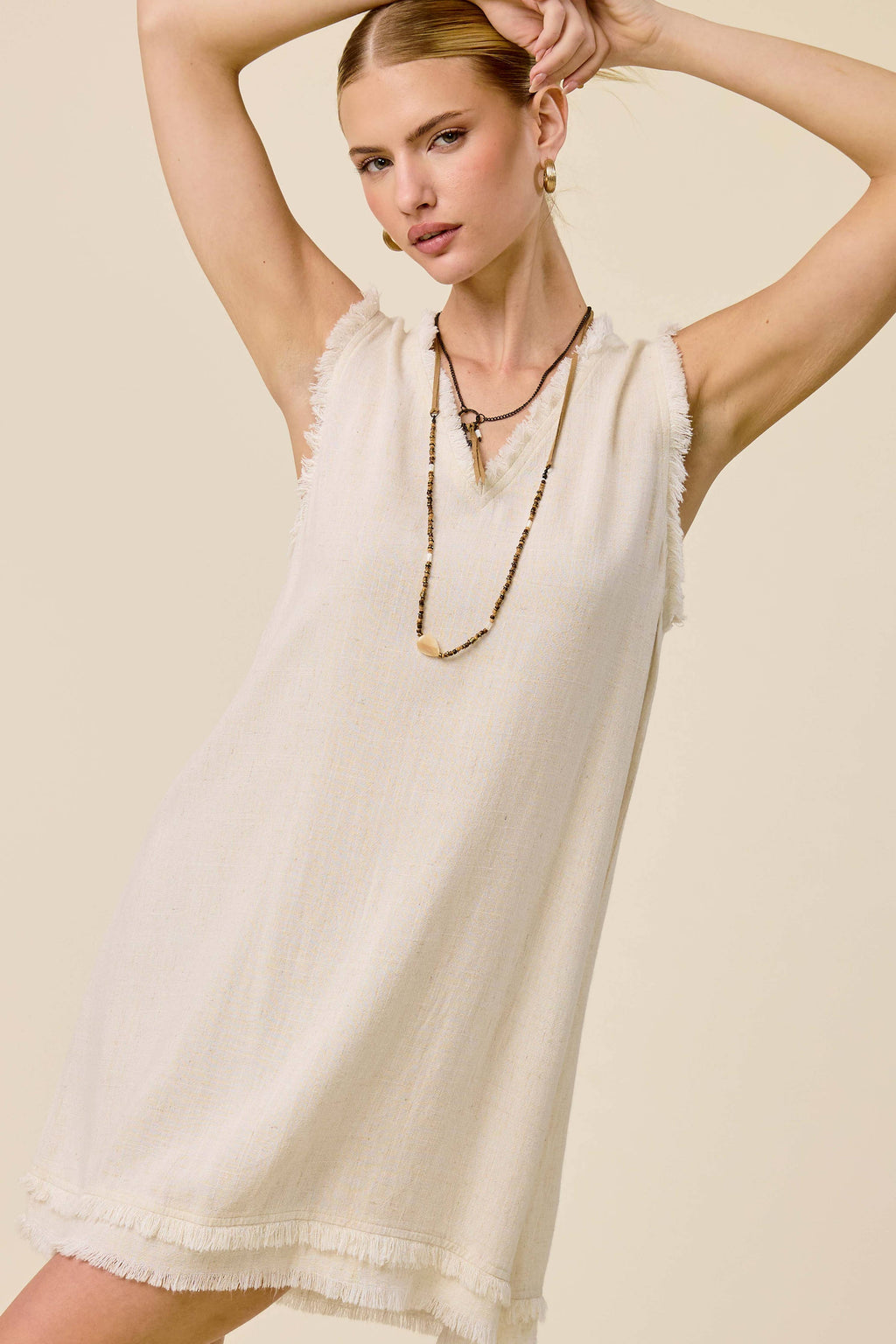 Cut Edge V-Neck Mini Dress