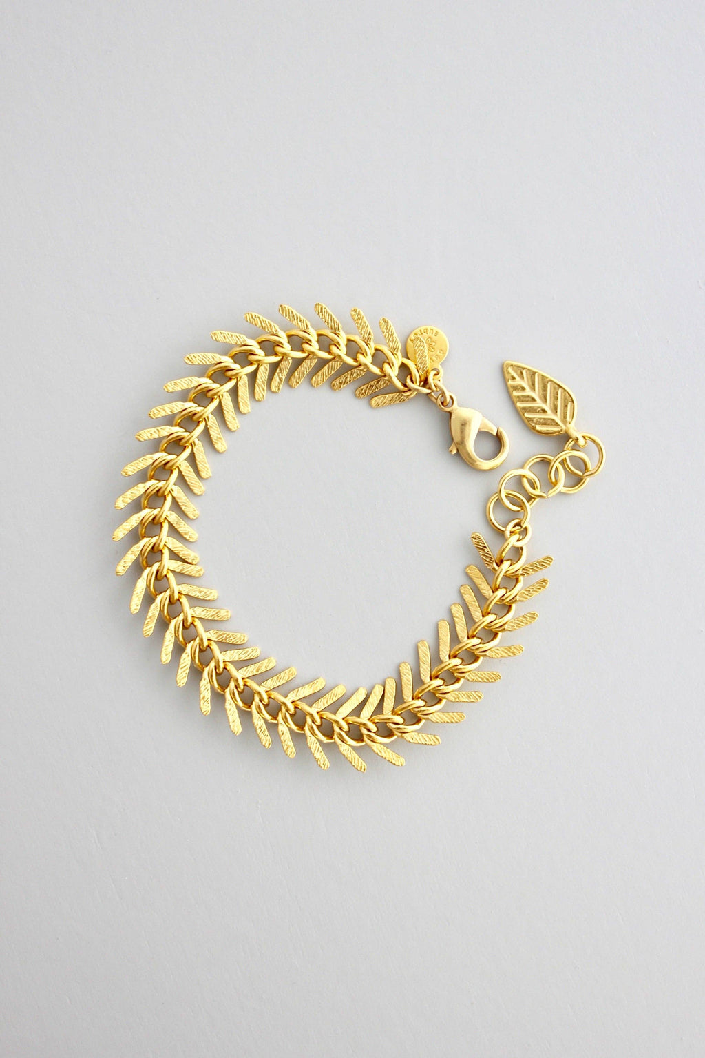 18k Matte Gold Fish Bone Bracelet