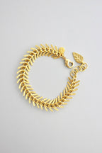 18k Matte Gold Fish Bone Bracelet