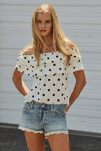 Polka Dot Off-Shoulder Ruffle Top