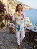 Mixed Floral Ruffle Bell Sleeve Top