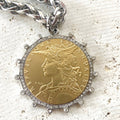 Mixed Metal French Coin Necklace