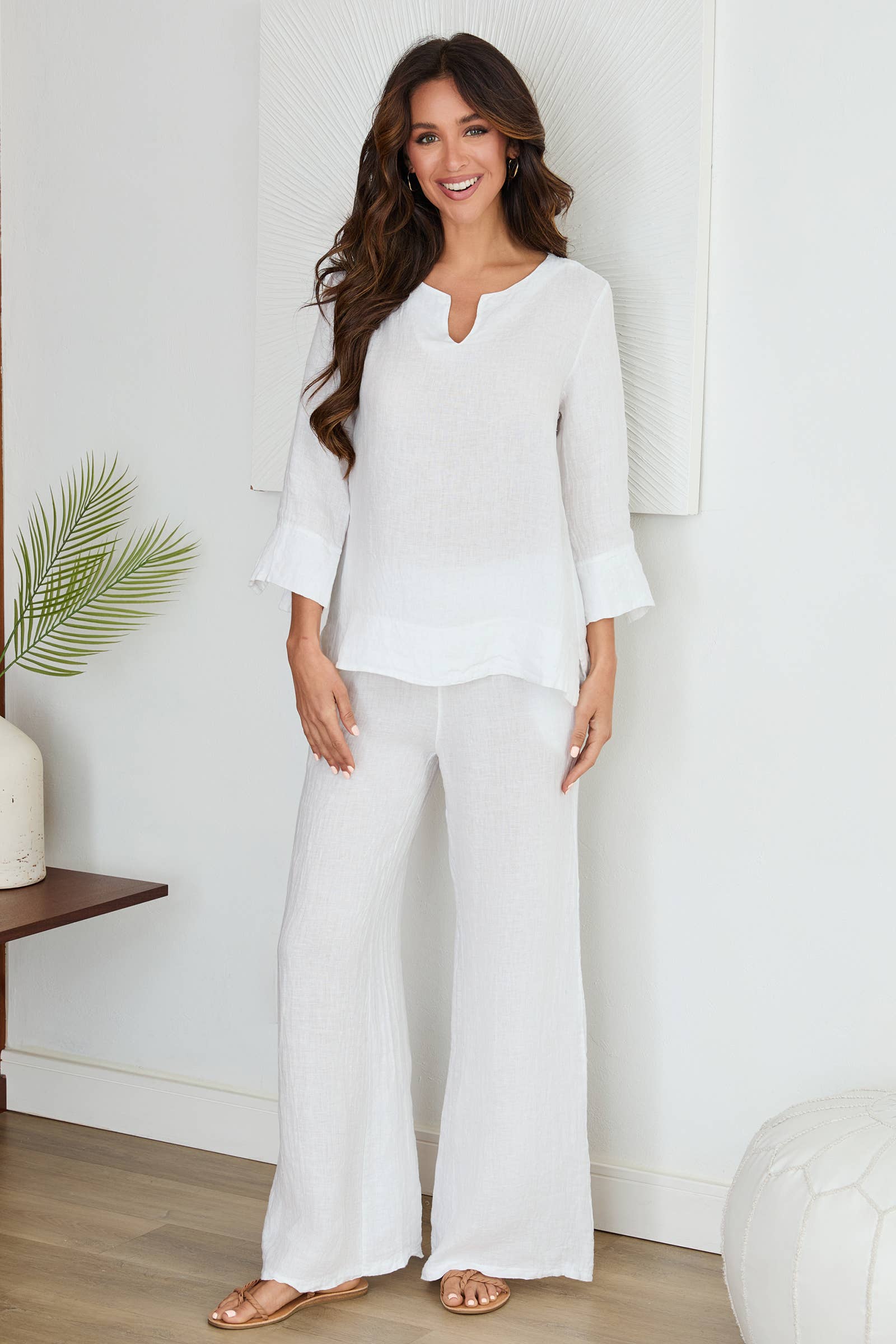 Linen V-Neck Top