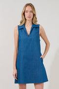 Lexya Chambray Collared Shift Dress
