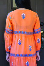 Orange Hand-Block Printed Dress