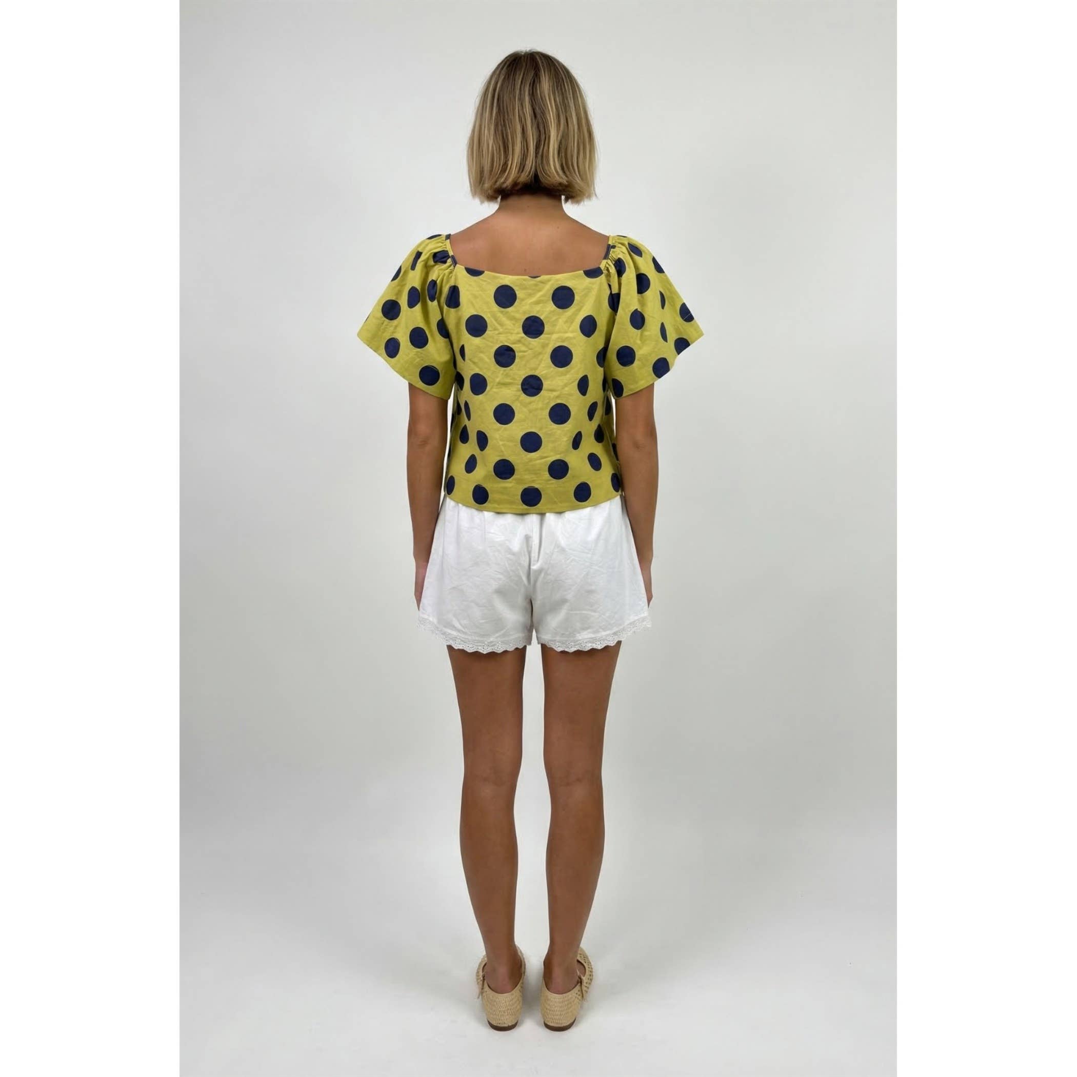 Flutter Sleeve Polka Dot Top