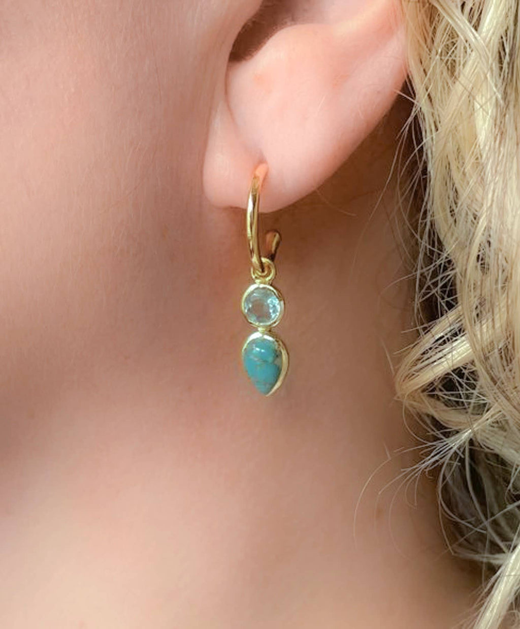 Turquoise and Topaz Dangle Earrings