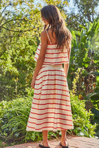 Sleeveless Striped Tie-Front Top