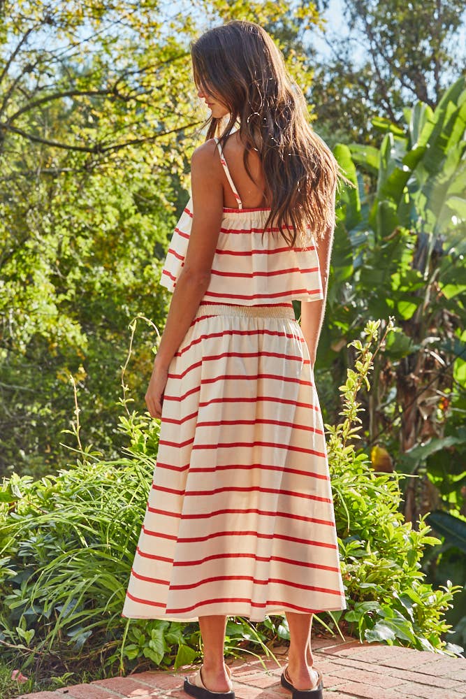 Sleeveless Striped Tie-Front Top