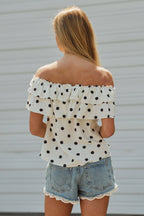 Polka Dot Off-Shoulder Ruffle Top