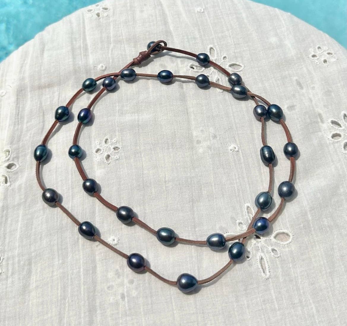 Leather & Pearl Wrap Necklace or Bracelet