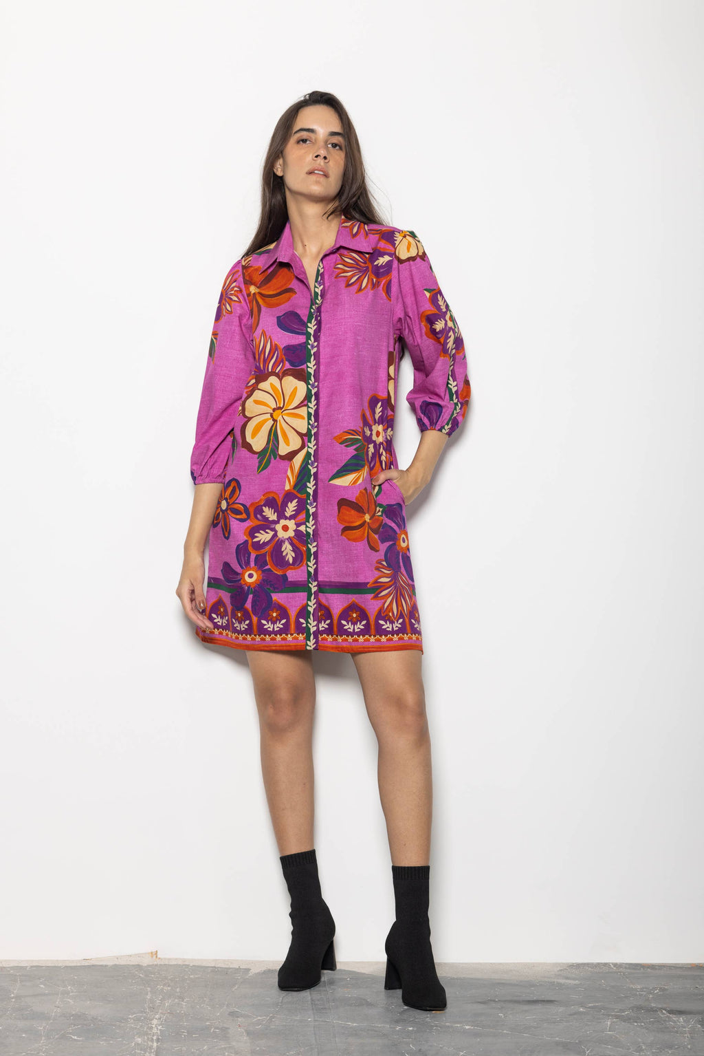 Fuchsia Blossoms Ava Dress