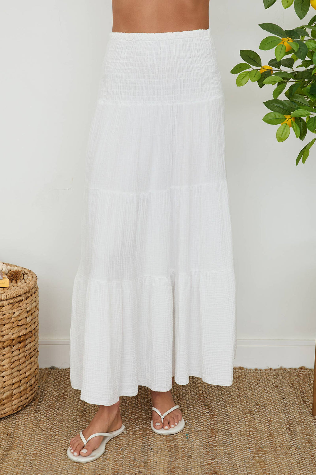 Tiered Cotton Gauze Skirt