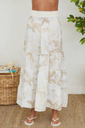 Tropical Tiered Linen Maxi Skirt