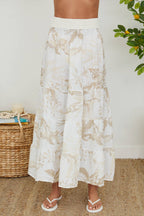 Tropical Tiered Linen Maxi Skirt