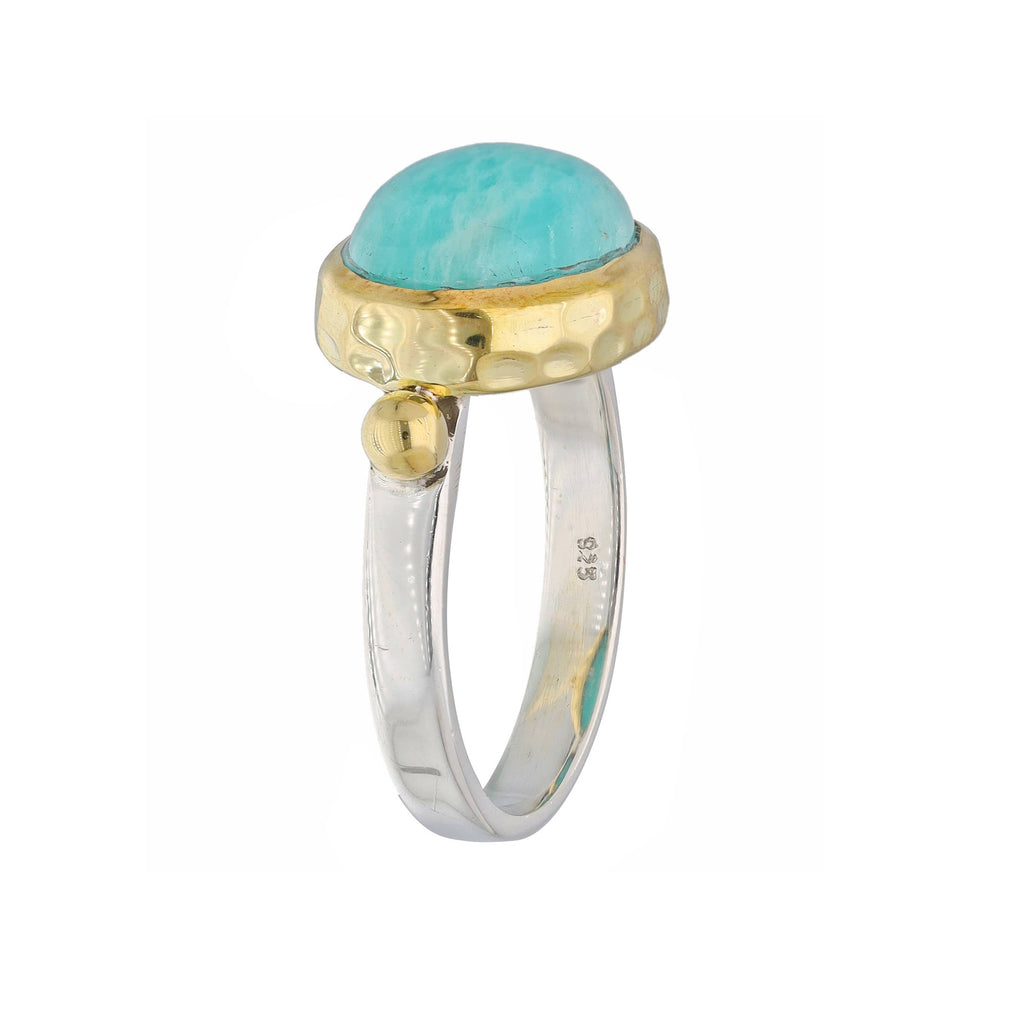925 Sterling Silver Amazonite Solitaire Ring