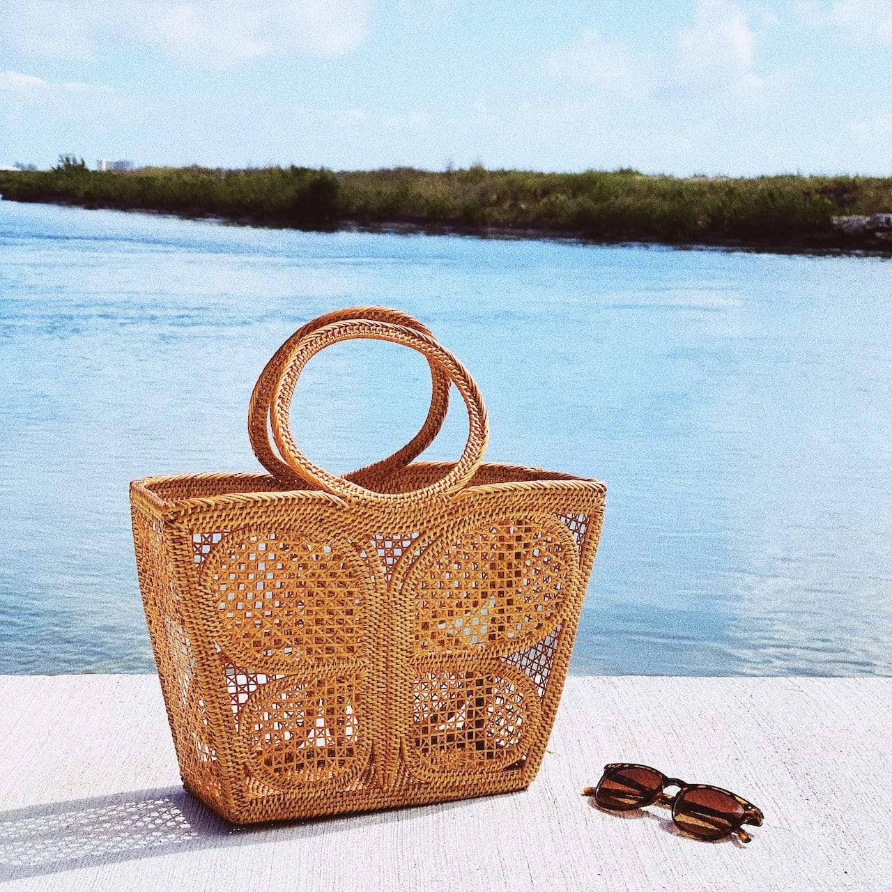 Butterfly Bali Rattan Handbag