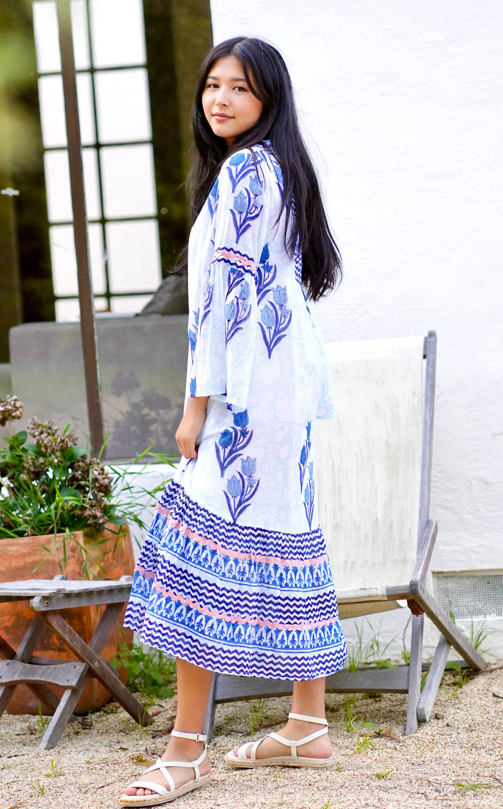 Hand-Block Printed Floral Dress