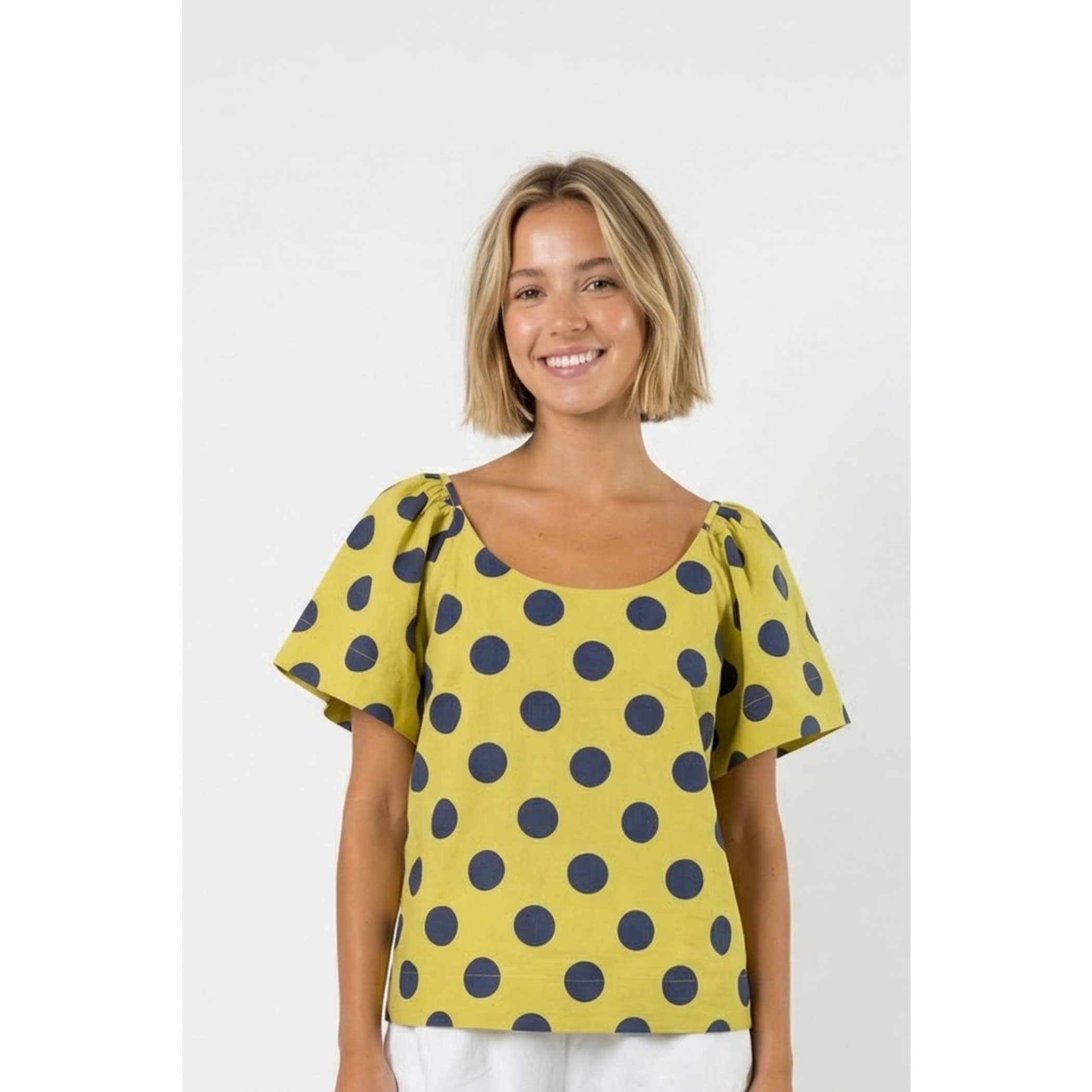 Flutter Sleeve Polka Dot Top