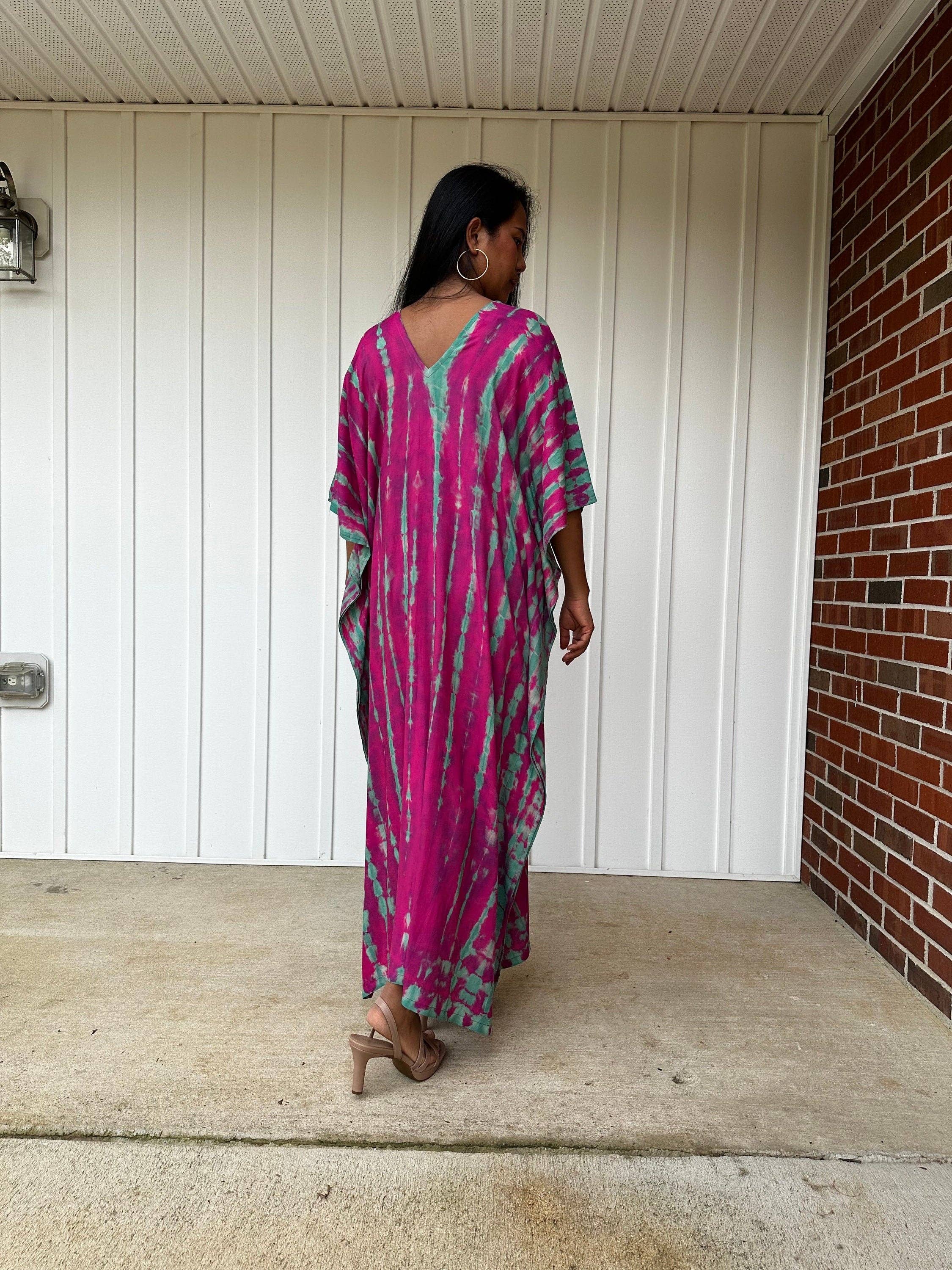 Nora Raspberry Tie Dye Kaftan