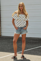 Polka Dot Off-Shoulder Ruffle Top