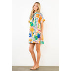 Tropical Patterned Short Sleeve Dress