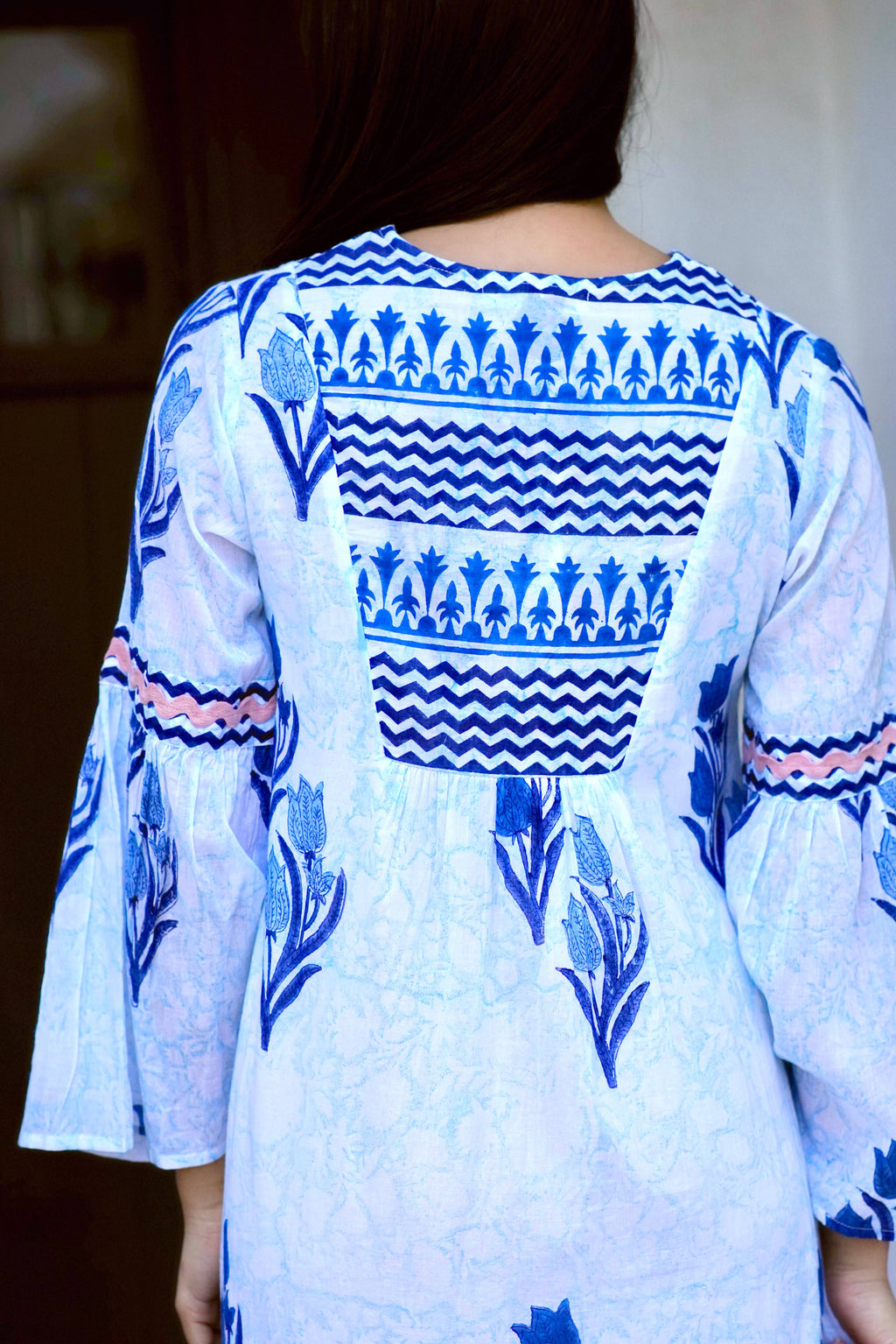 Hand-Block Printed Floral Dress
