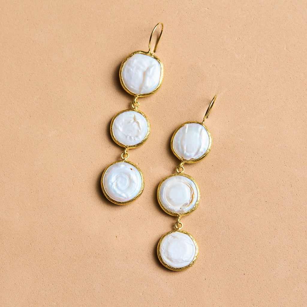 Triple Tiered Pearl Drop Earrings