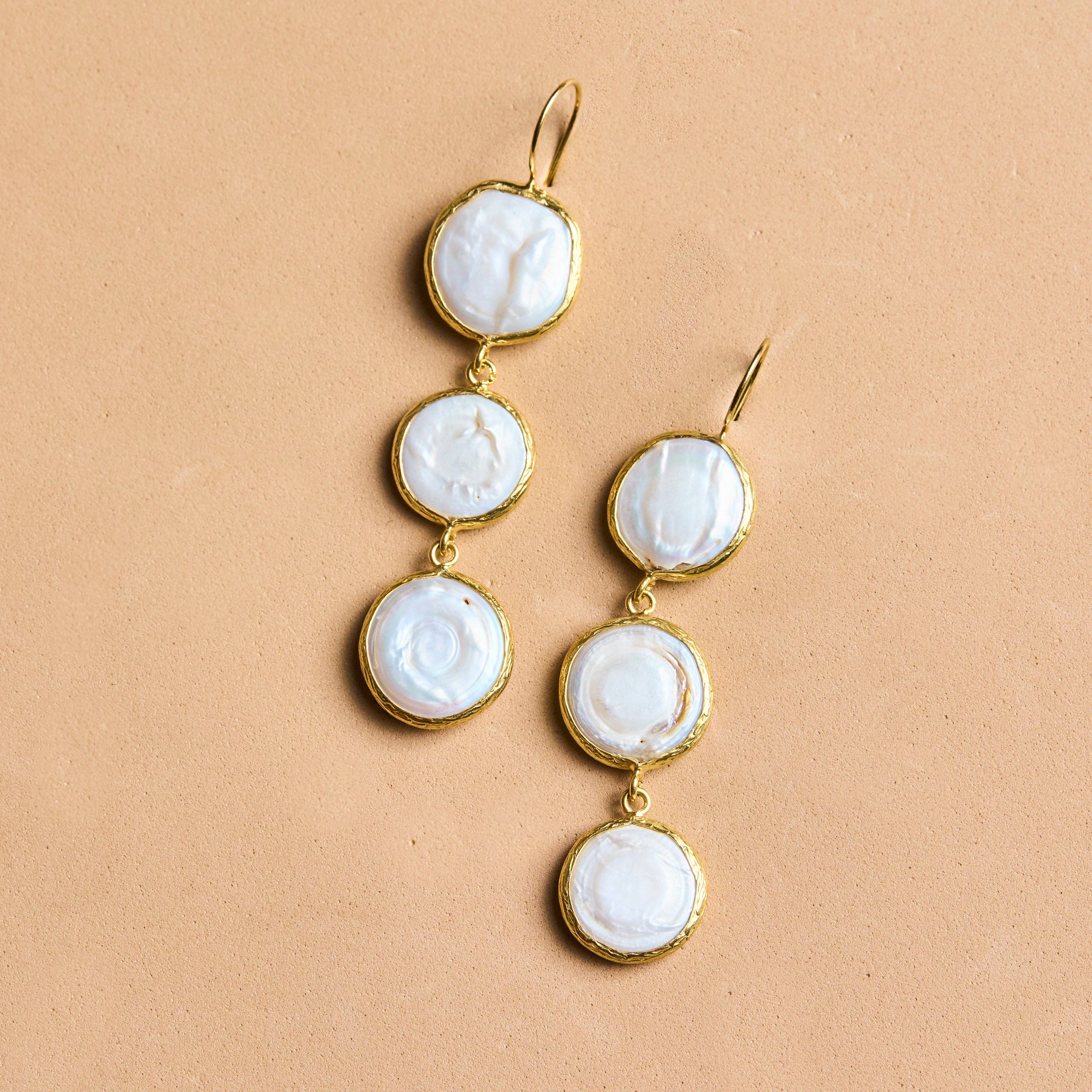 Triple Tiered Pearl Drop Earrings