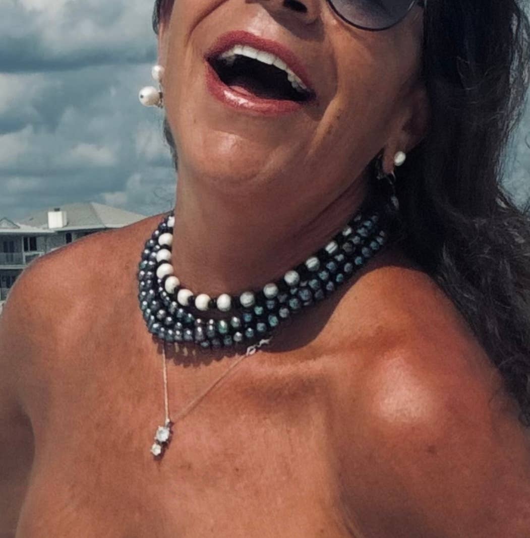 18" Leather and Pearl Necklace